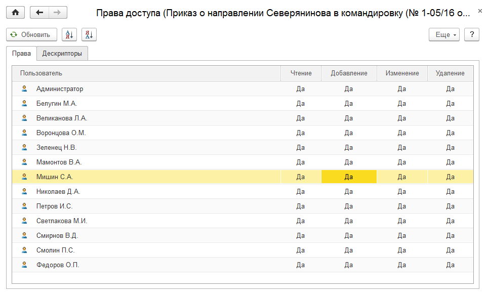 Таблица с доступом по ссылке
